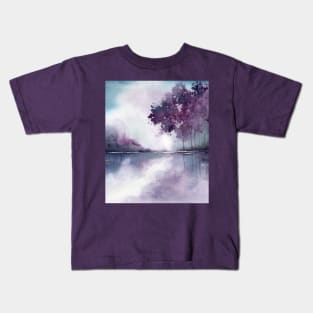 Purple watercolor scenery Kids T-Shirt